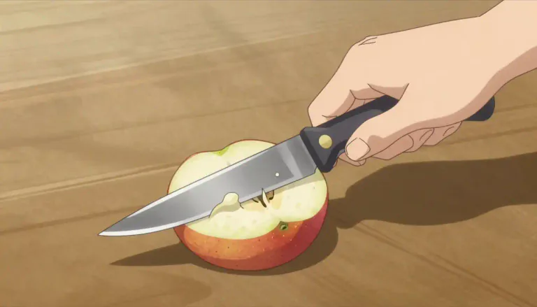 Visual representation of "stab" - To push a sharp object into or through something
