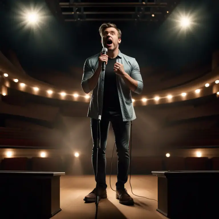 Visual representation of "stentorian" - Having a loud, powerful, often harsh voice