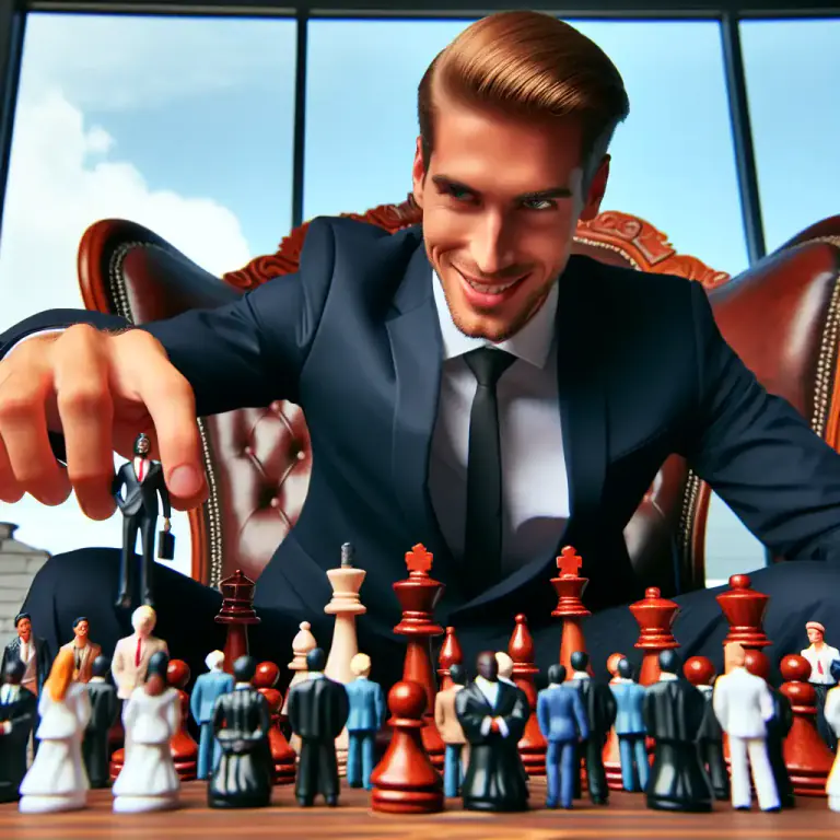 Visual representation of "megalomaniac" - Having a desire for excessive power or control.