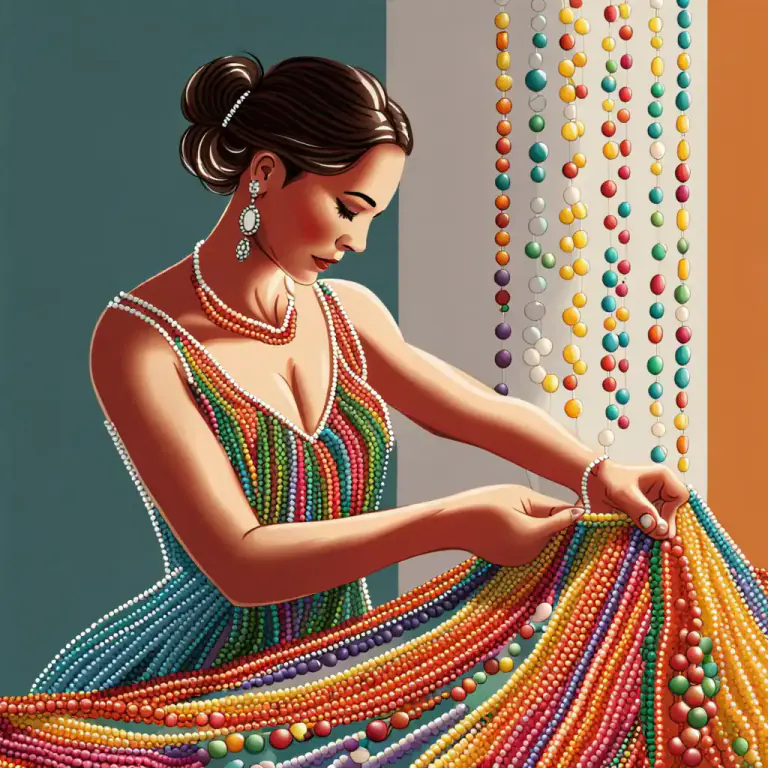 Visual representation of "beading" - A technique in which beads are attached to a fabric or other material.
