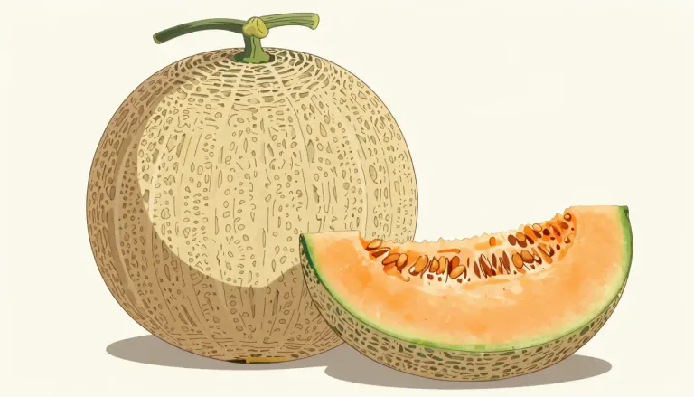 Visual representation of "cantaloupe" - It is a round, light orange melon with a sweet taste.