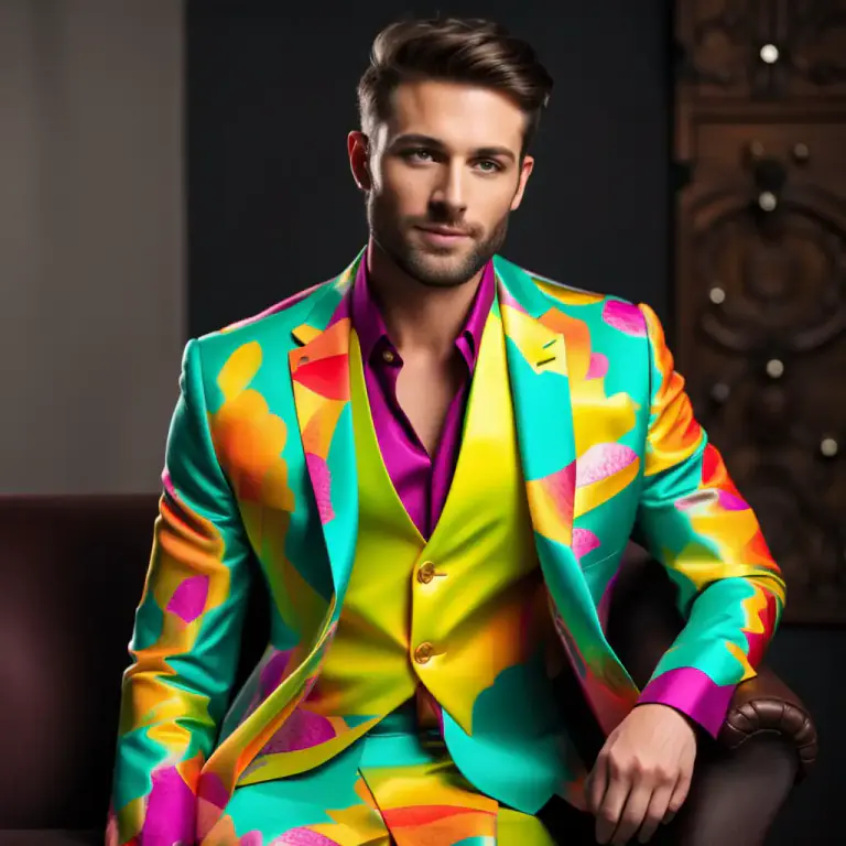 Visual representation of "glad" - Brightly colored clothes or cloth, especially when worn in a somewhat formal context.