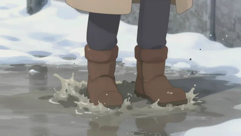 Visual representation of "slush" - A type of snow that is soft and very wet