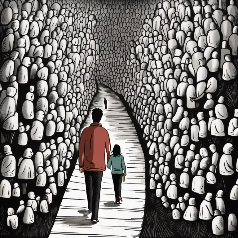 Visual representation of "step aside" - To move to a side to let someone pass