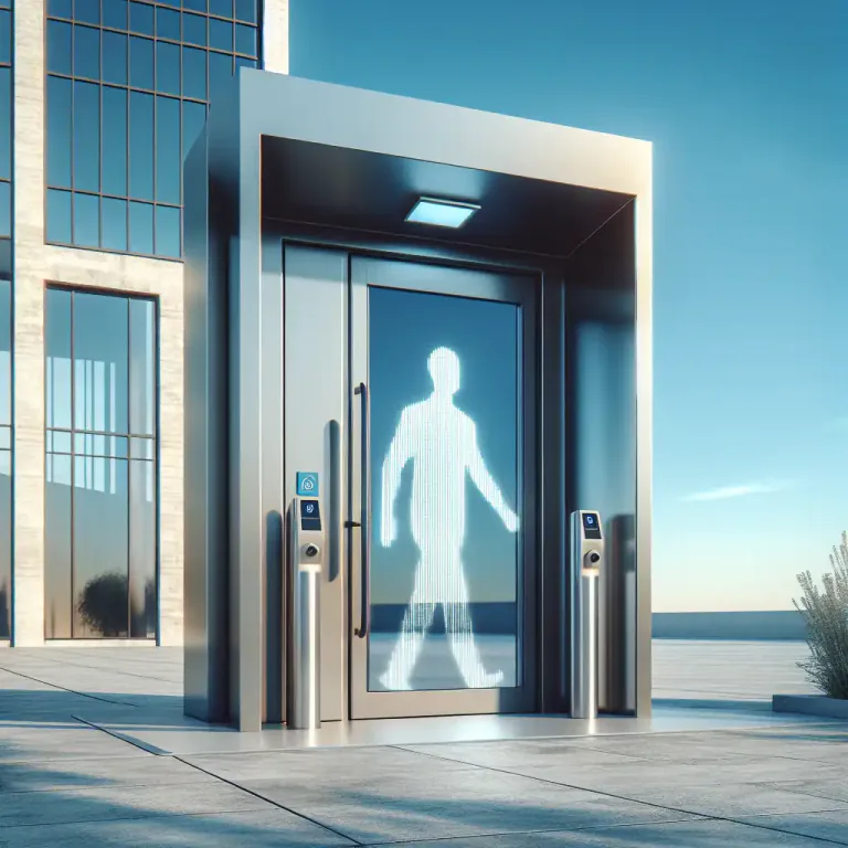 Visual representation of "mantrap" - A security access door that allows one person in at a time.
