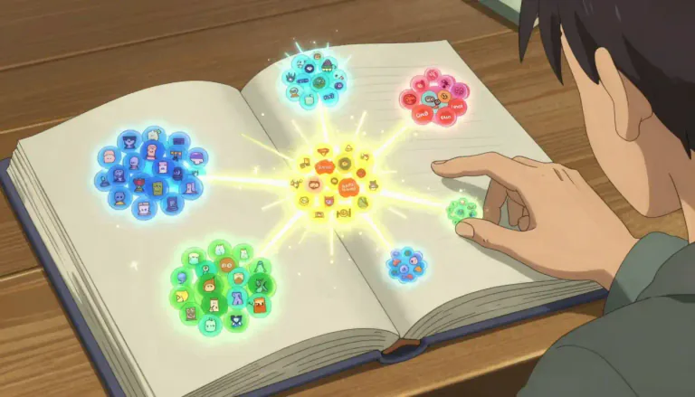 Visual representation of "thesaurus" - A book or tool that lists words in groups of synonyms and related concepts.