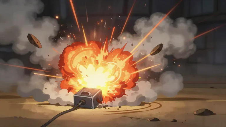 Visual representation of "detonate" - To cause to explode or burst with a lot of energy.