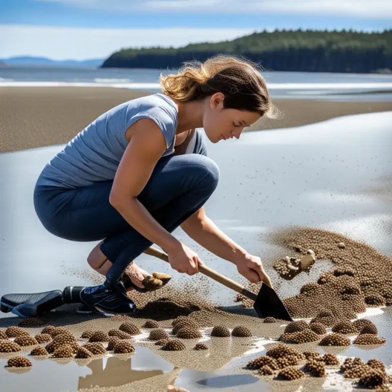 Visual representation of "clam" - To collect clams from their natural environment.