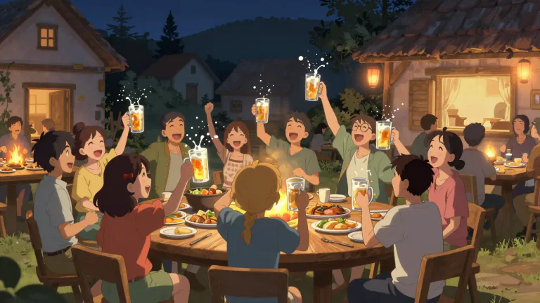 Visual representation of "wassail" - To drink and celebrate energetically