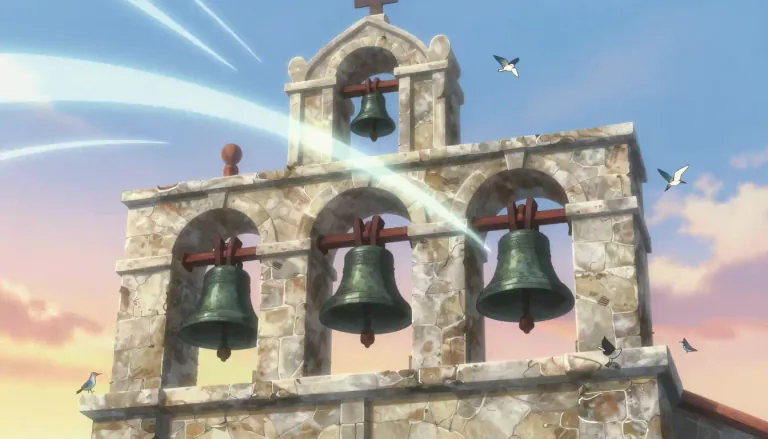 Visual representation of "peal" - A loud sound of a bell or bells