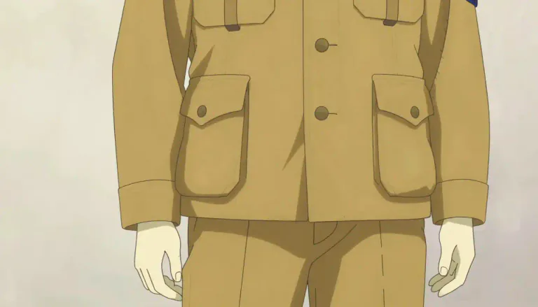 Visual representation of "khaki" - A type of strong cotton cloth of a yellowish-brown color, used especially for military clothes