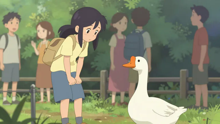 Visual representation of "not say boo to a goose" - Being very shy or timid