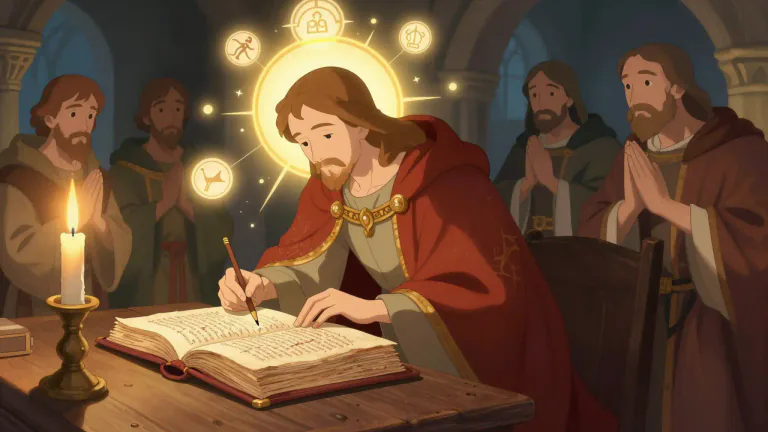 Visual representation of "hagiography" - The writing of the lives of saints, usually in a praising way