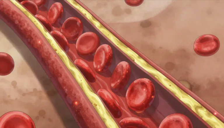 Visual representation of "atherogenic" - Relating to or causing the formation of fatty deposits in arteries.