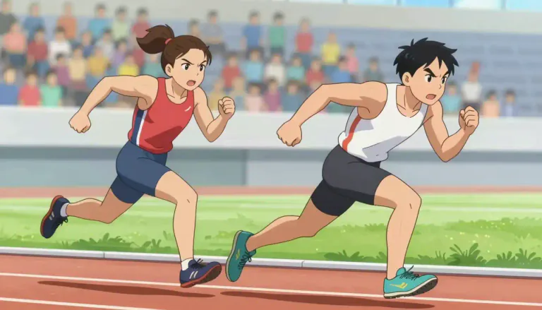 Visual representation of "competitive" - Trying very hard to win or be the best.