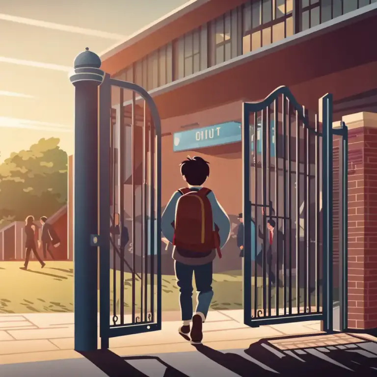 Visual representation of "bunk off school" - To intentionally miss school without a valid reason