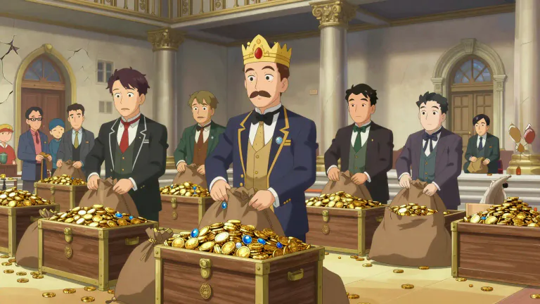 Visual representation of "kleptocracy" - A government characterized by corruption, where officials exploit the country's resources for personal gain.
