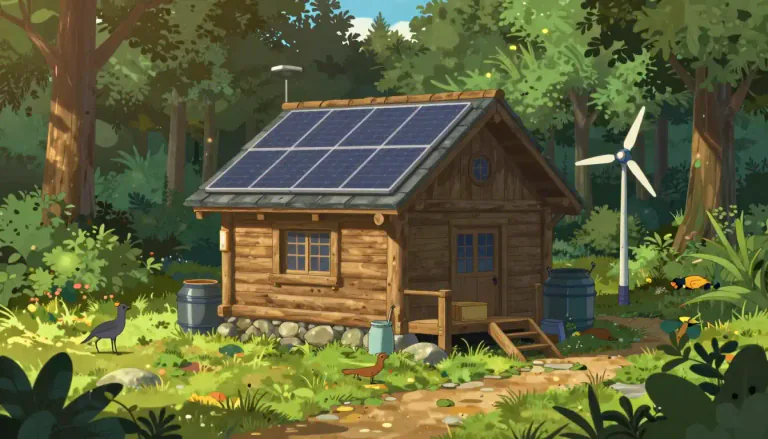 Visual representation of "ecolodge" - A type of lodge or hotel that is designed with eco-friendly practices, focusing on conservation and minimizing environmental impact.