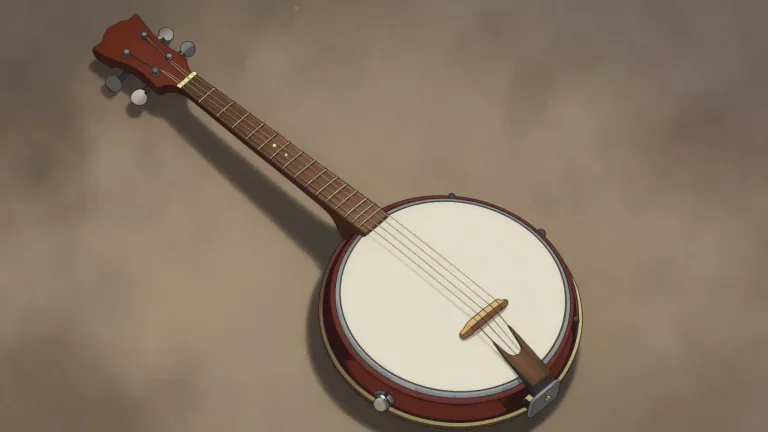 Visual representation of "banjo" - A stringed musical instrument with a long neck and a round body