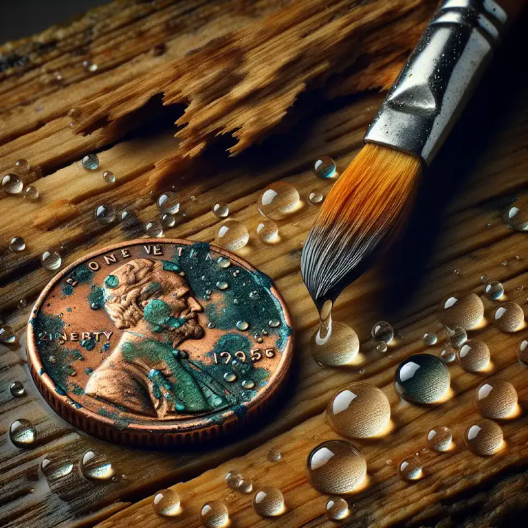 Visual representation of "verdigris" - A specific type of chemical compound, usually obtained by the reaction of acetic acid with copper.