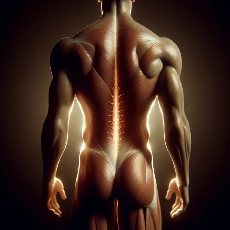 Visual representation of "dorsal" - Talking about the upper side or back part of the human body, especially relating to or situated near the spine.