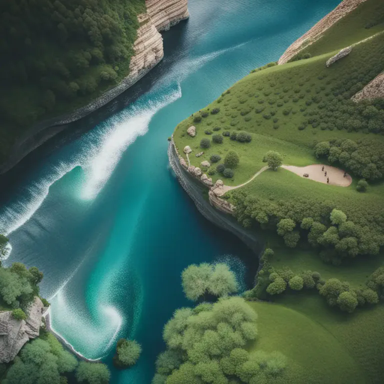 Visual representation of "outflow" - Something that flows out or forth, especially a stream or river.