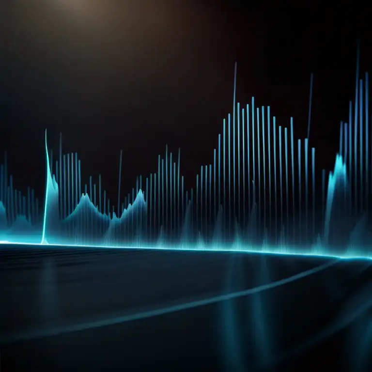 Visual representation of "fade in" - In audio production, to gradually increase the volume of a sound signal
