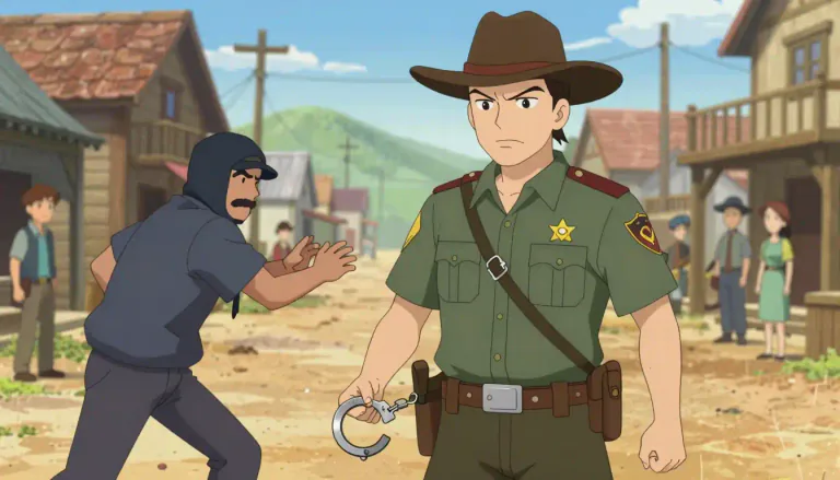 Visual representation of "lawman" - A man who is responsible for enforcing the law, especially a police officer or sheriff.