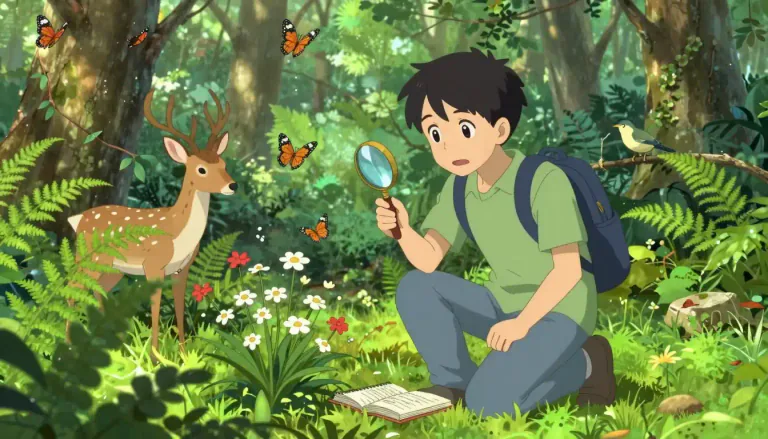 Visual representation of "naturalist" - A person who studies plants and animals by observing them
