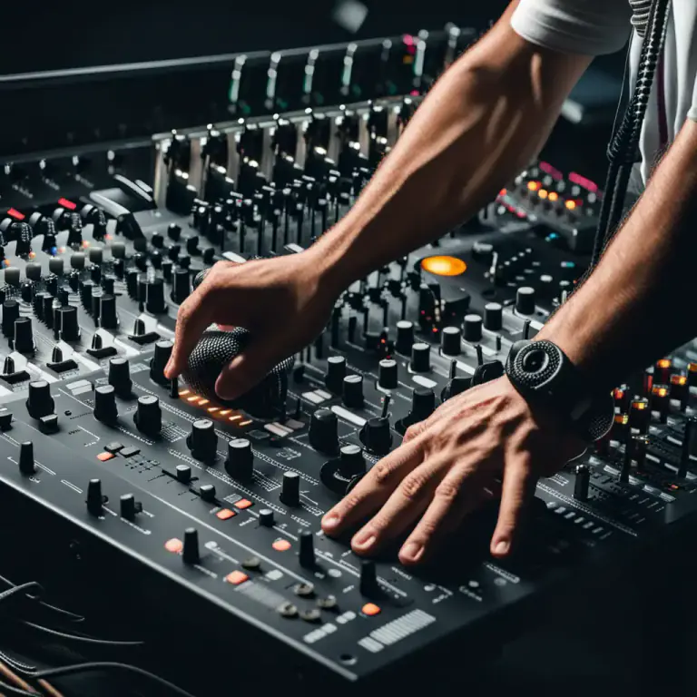 Visual representation of "mix to" - Mix different kinds of sound to create a particular effect or quality