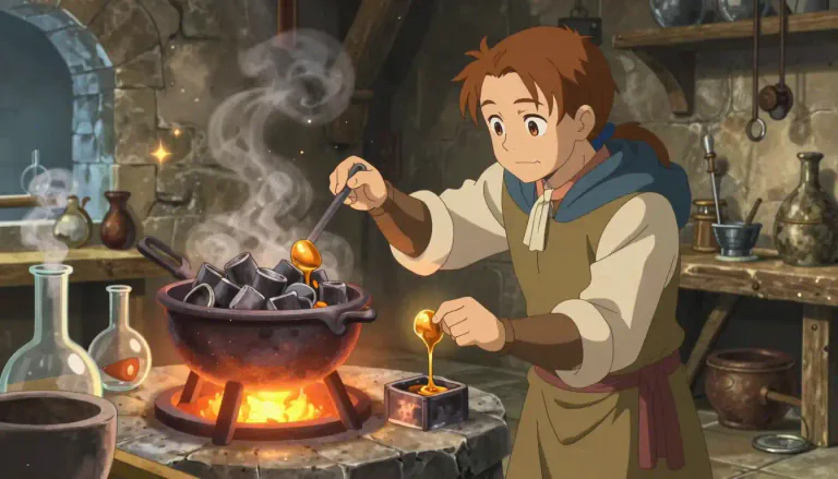 Visual representation of "alchemy" - A medieval science that tried to turn ordinary metals into gold.
