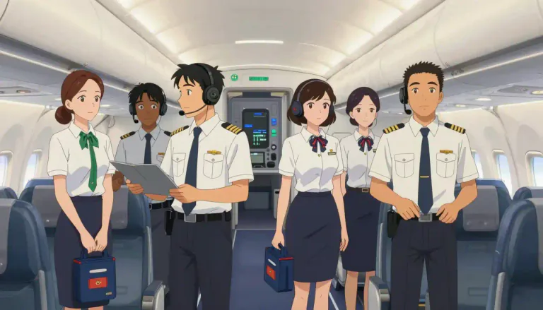 Visual representation of "aircrew" - The personnel operating an aircraft, including flight crew and cabin crew.