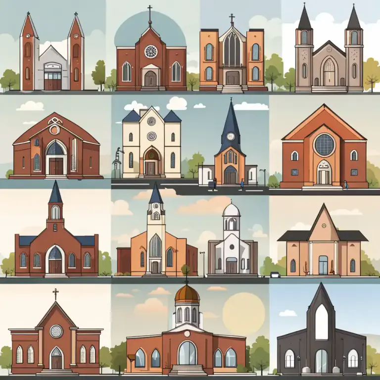 Visual representation of "church" - The organization, buildings, or clergy associated with Christian worship.