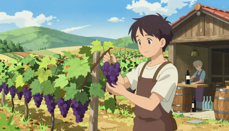 Visual representation of "viniculture" - The science, study, and production of grapes and wine