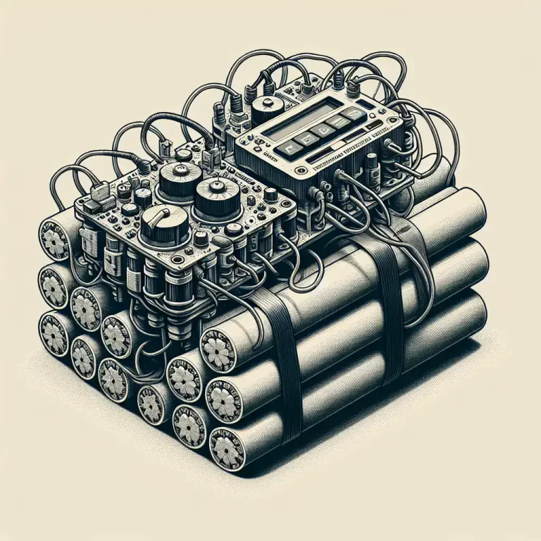 Visual representation of "initiator" - A device or substance used to set off an explosive.