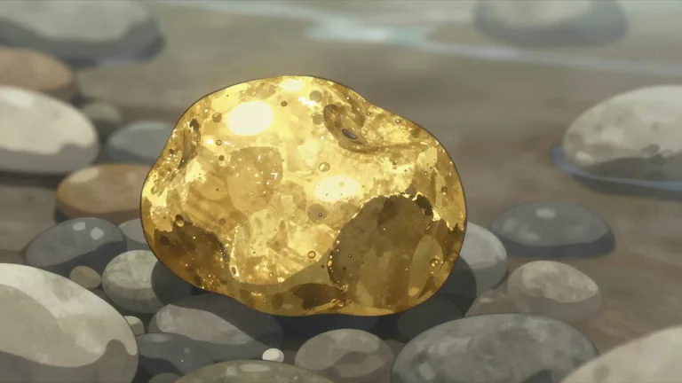 Visual representation of "nugget" - A small chunk or lump, especially of gold or another precious material.