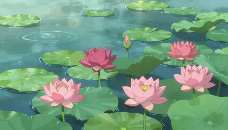 Visual representation of "lotus" - A type of flower that grows in water, usually in Asia.