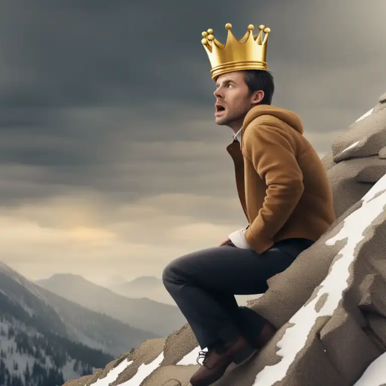 Visual representation of "somebody’s fall from grace" - The situation when someone loses their good reputation or status after doing something wrong or bad.