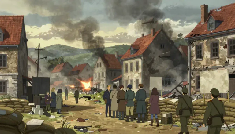 Visual representation of "wartime" - The period when a country is involved in a war