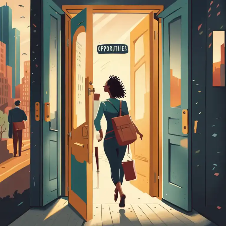 Visual representation of "open door" - A symbol that stands for opportunities, possibilities or the access to a new stage in life.