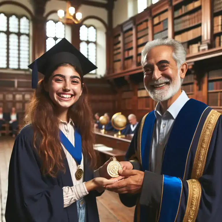 Visual representation of "award" - To give a prize to someone for their achievement