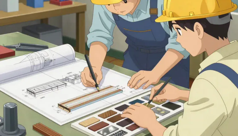 Visual representation of "specification" - A detailed description of the design and materials used to make something.
