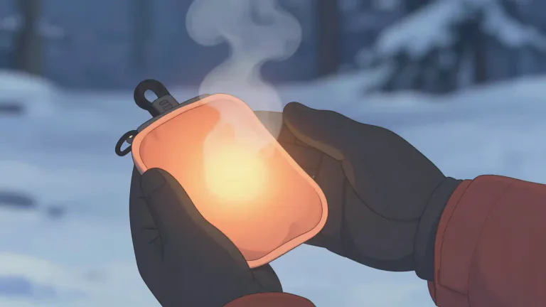 Visual representation of "handwarmer" - A small device or bag that produces heat to warm the hands, typically used in cold conditions.