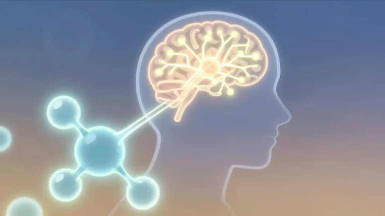 Visual representation of "glutamine" - A molecule that provides support for healthy brain function and mental clarity.