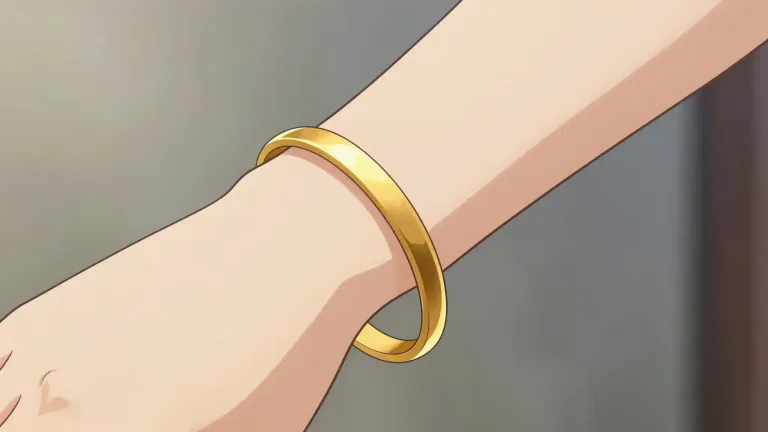 Visual representation of "bangle" - A stiff bracelet or anklet slipped or clasped on.