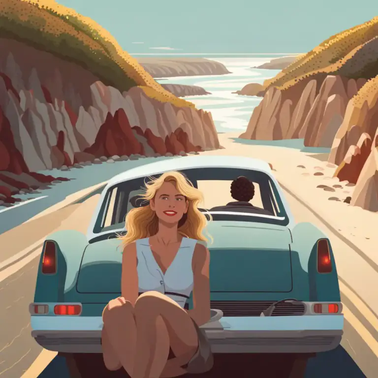 Visual representation of "ride shotgun" - To sit in the front passenger seat of a vehicle