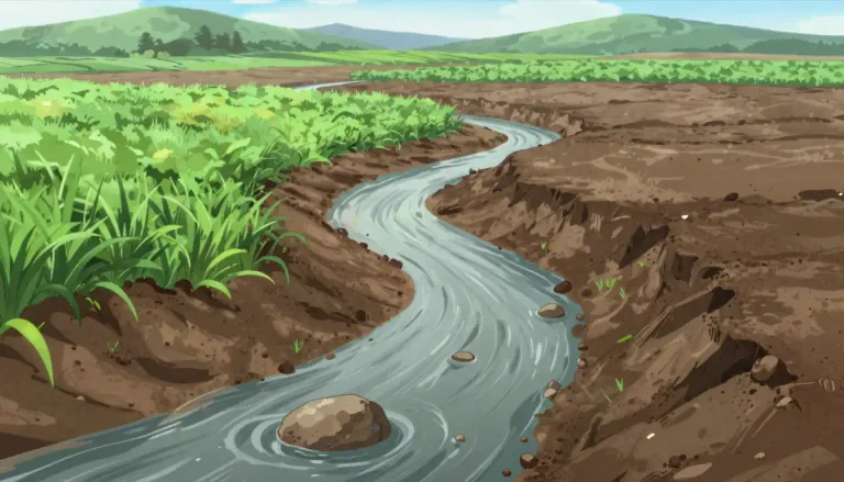 Visual representation of "alluvial" - Relating to or derived from alluvium, which is a type of soil or sediment carried by water and deposited elsewhere.