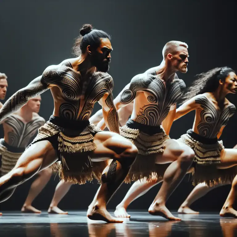 Visual representation of "haka" - A gesture, posture or movement in traditional Maori dance.