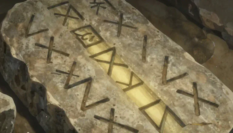 Visual representation of "rune" - A letter that was used in an ancient writing system which belonged to Germanic languages