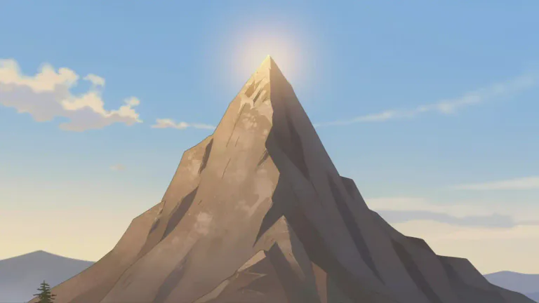 Visual representation of "vertex" - The highest point of something, especially when it forms a triangle shape.